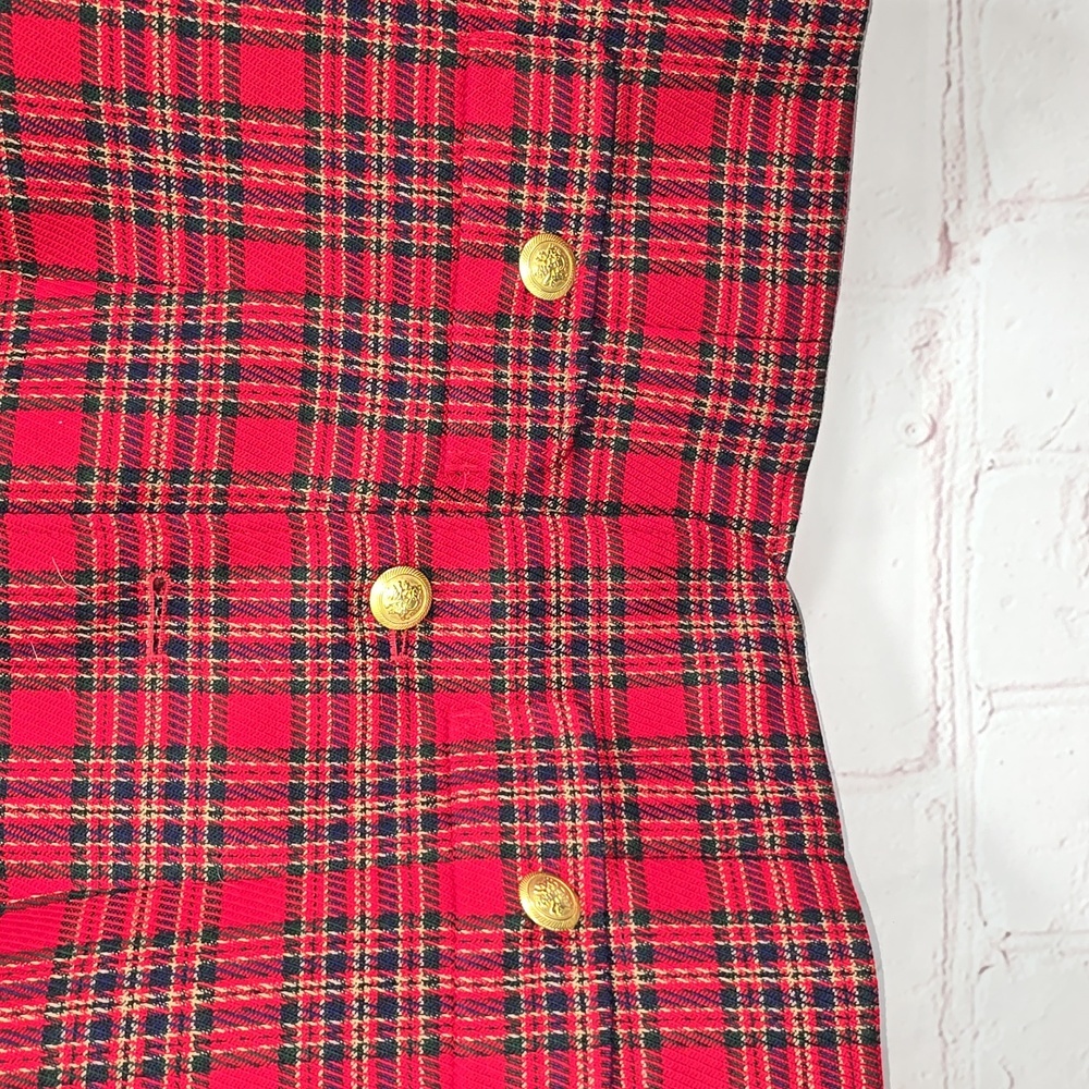 Pendleton 80's Red 100% Wool Tartan Suit Blazer & Pleated Skirt Womens Size 10P - Picture 3 of 15